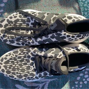 Adidas Black & White Leopard Sneakers